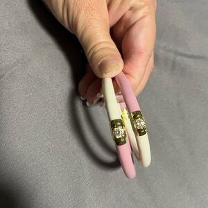 BuDhaGirl Kids Elegant Pink and White Bracelets with Gold Accents